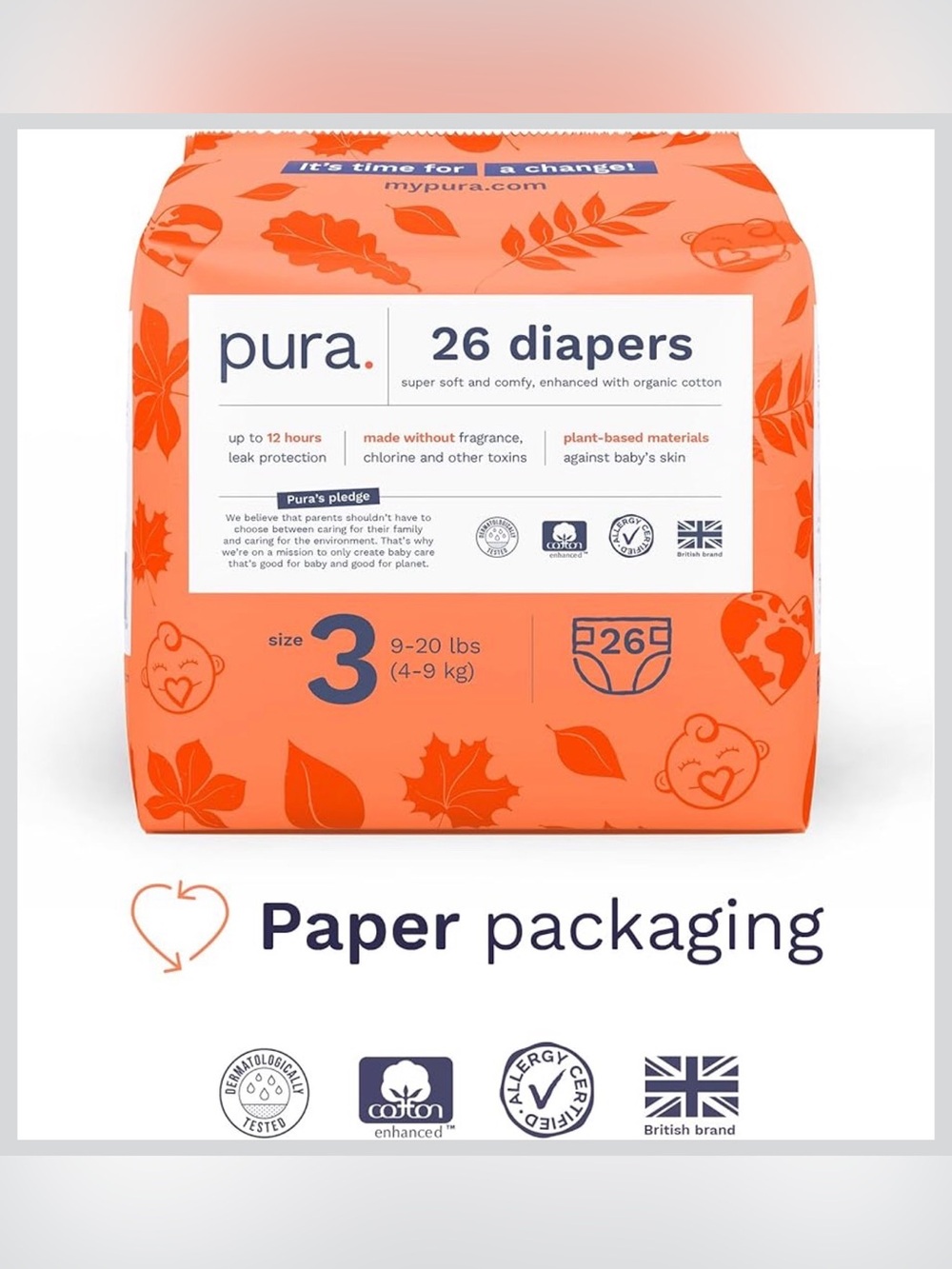 Pura Hypoallergenic Diapers, Size 3 (NEW) - Picture 7 of 9